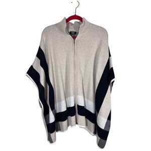 Jones New York Plaid Poncho Sweater 1X Tan Boho Western Preppy Classic Check
